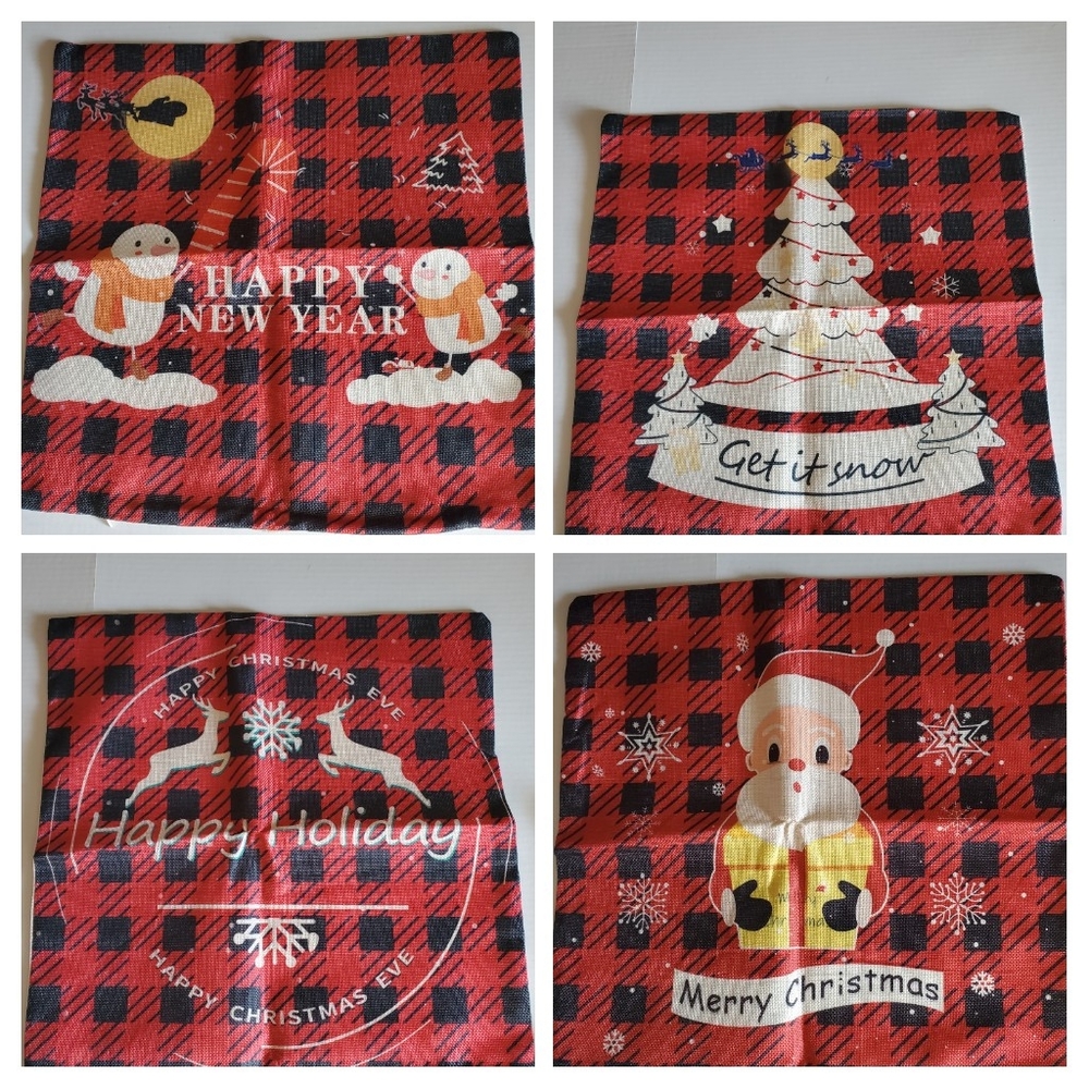 Christmas Throw Pillow Case Cover set of 4
